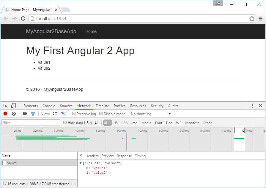 Angular 2 HTTP request result page